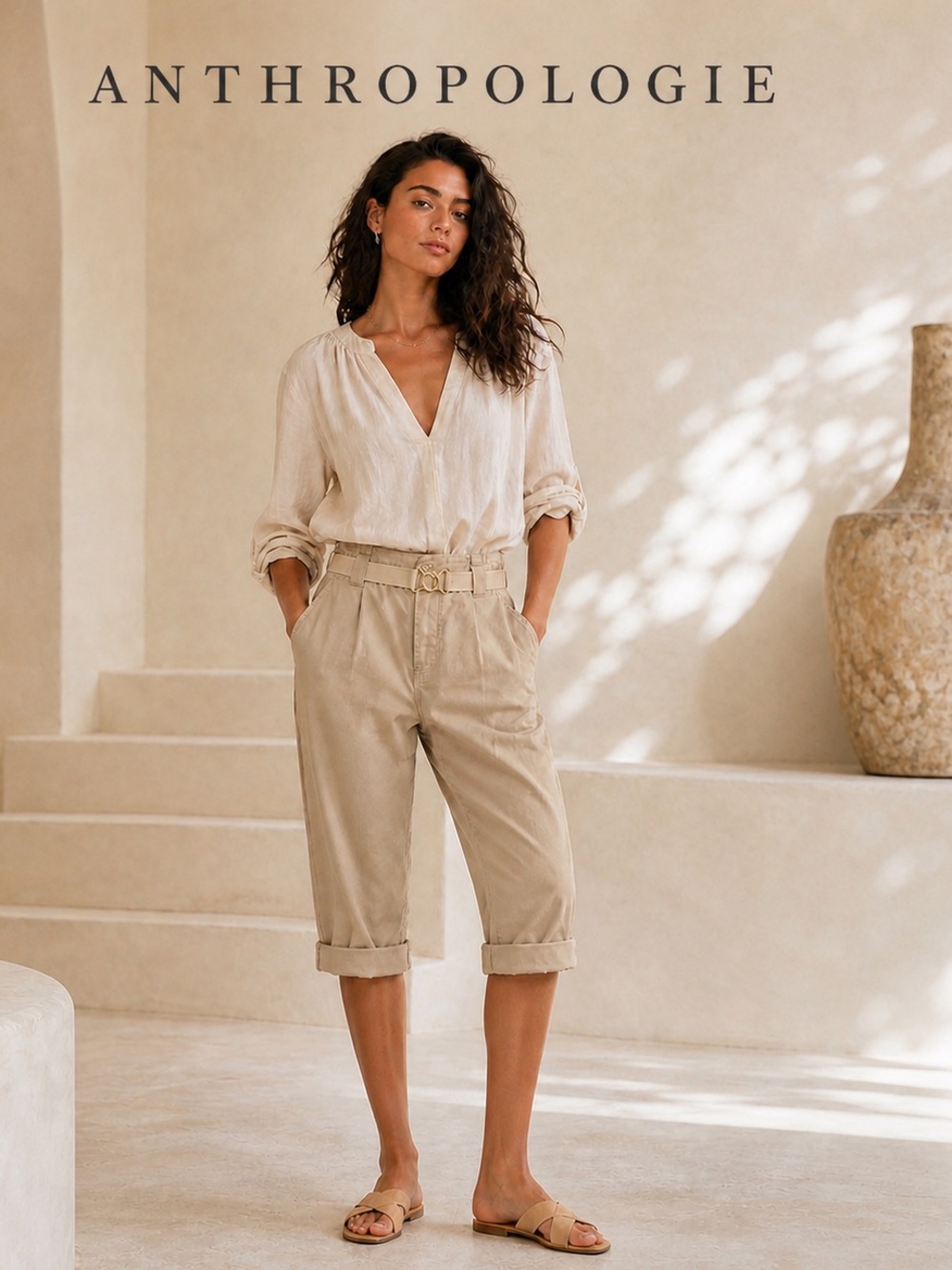 Anthropologie Daughters of the Liberation Cuffed khaki Chino Pants Size 8